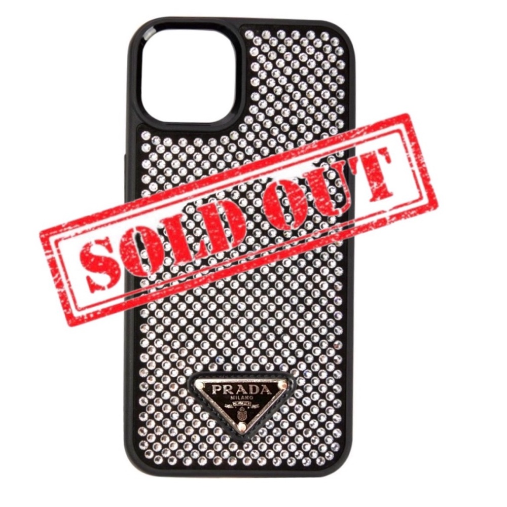 —SOLD—Prada Black/Silver Rhinestone iPhone 13/13pro Case_USED 💯Authentic